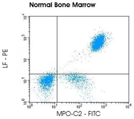 Flow cytometric analysis of  leukocyte subpopulations in normal bone marrow after immunolabeling with GIC-212.